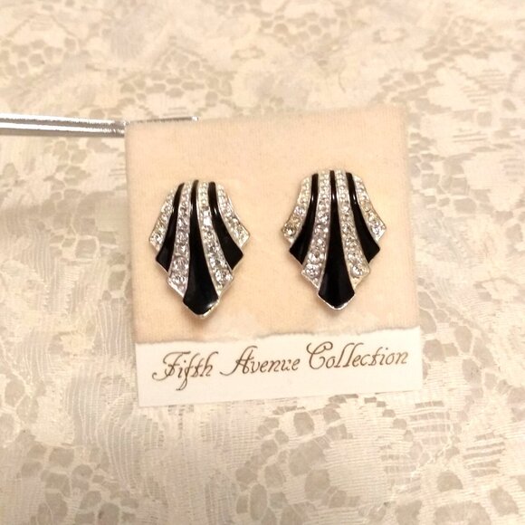 Vintage White Clear Cubic Zirconia Silver Tone Earrings Non-Pierced Clip - Picture 5 of 9